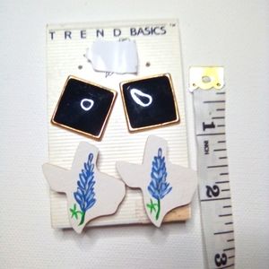 Bluebonnet painted earrings with bonus solid color pair